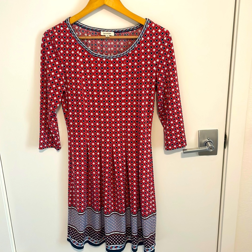 Max studio geometric print long sleeve dress